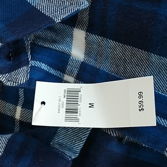 Banana Republic Standard Fit Button Front Blue Plaid Shirt M - Picture 5 of 14